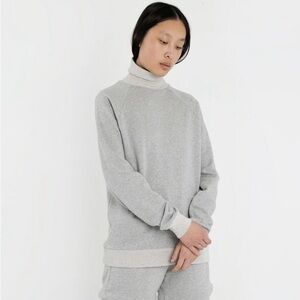 Baserange Doha Turtleneck Grey Organic Cotton Knit Long Sleeve Pullover